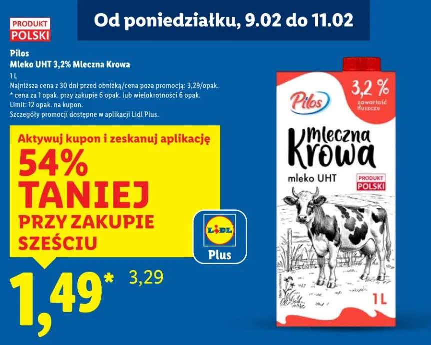 Mleko UHT 3,2% mleczna krowa