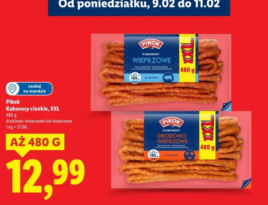 Kabanosy cienkie, XXL wieprzowe