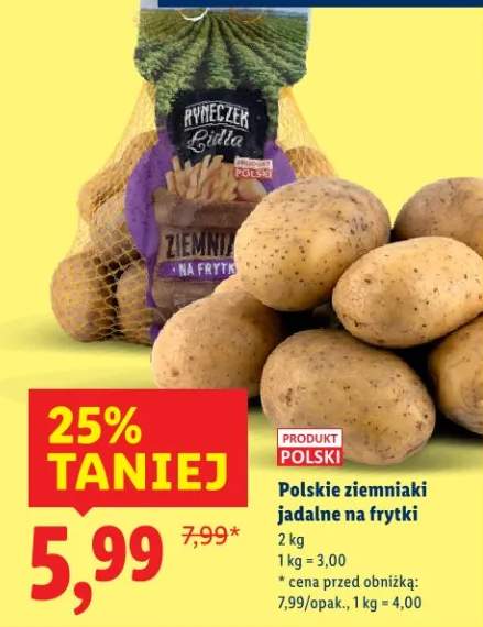 Ziemniaki jadalne na frytki