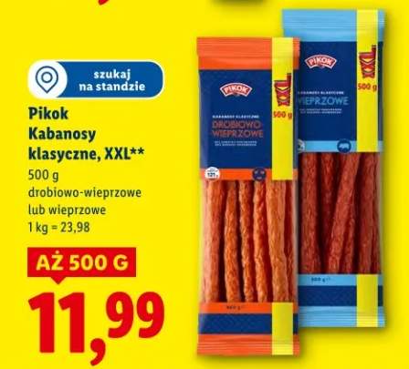 Kabanosy klasyczne, XXL drobiowo-wieprzowe lub wieprzowe