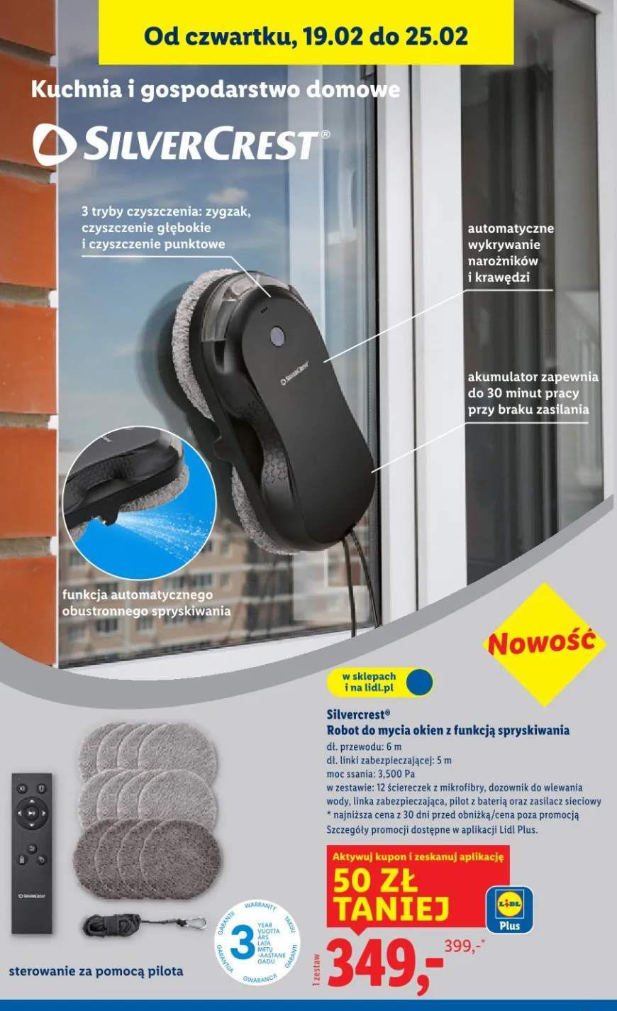 Robot do mycia okien z funkcją spryskiwania