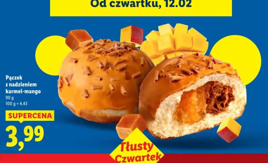 Pączek z nadzieniem karmel-mango