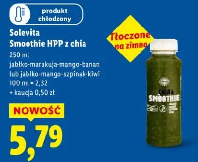 Smoothie HPP z chia jabłko-marakuja-mango-banan lub jabłko-mango-szpinak-kiwi