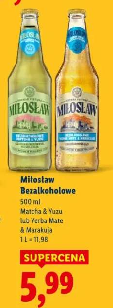 Piwo Miłosław Bezalkoholowe Matcha & Yuzu lub Yerba Mate & Marakuja