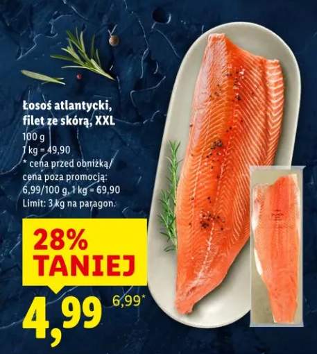Łosoś atlantycki, filet ze skórą, XXL