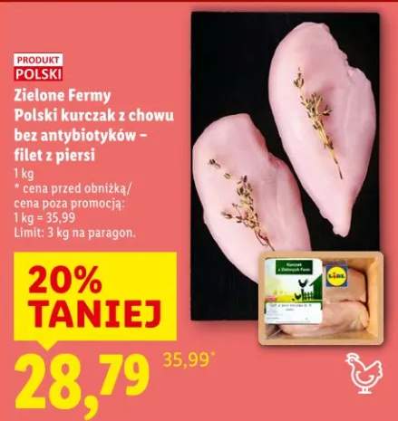 Zielone Fermy Polski kurczak z chowu bez antybiotyków - filet z piersi