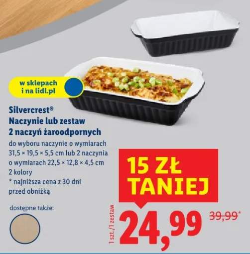 Naczynie lub zestaw 2 naczyń żaroodpornych