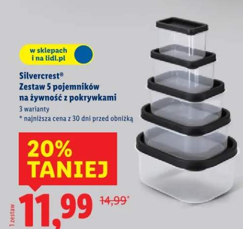 Zestaw 5 pojemników na żywność z pokrywkami