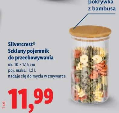 Szklany pojemnik do przechowywania ok. 10 × 17,5 cm, poj. maks.: 1,2 l