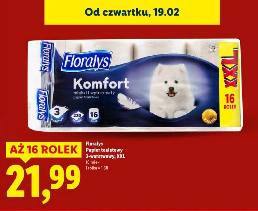 Papier toaletowy Komfort 3-warstwowy, XXL