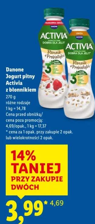 Jogurt pitny Activia z błonnikiem różne rodzaje