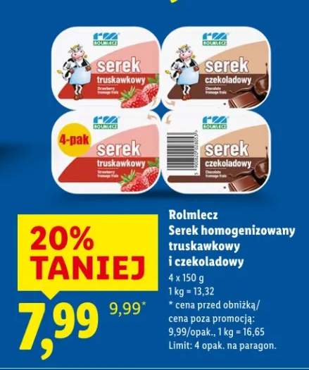 Serek homogenizowany truskawkowy i czekoladowy