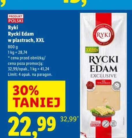 Ser edam w plastrach, XXL