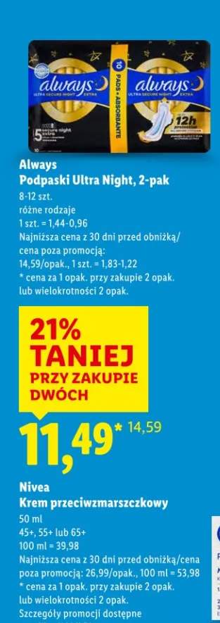 Podpaski Ultra Night, 2-pak