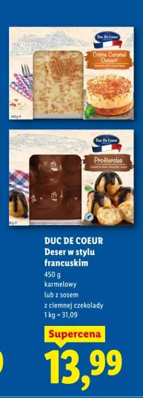 Deser w stylu francuskim karmelowy lub z sosem z ciemnej czekolady