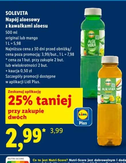 Napój aloesowy z kawałkami aloesu