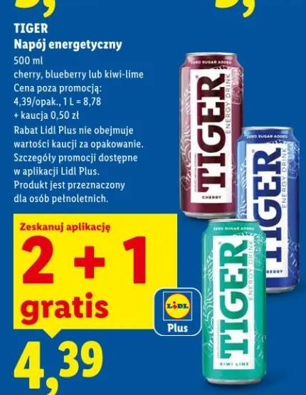 Napój energetyczny cherry, blueberry lub kiwi-lime