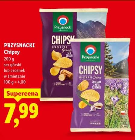 Chipsy ser górski lub czosnek w śmietanie