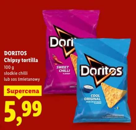 Chipsy tortilla słodkie chilli lub sos śmietanowy