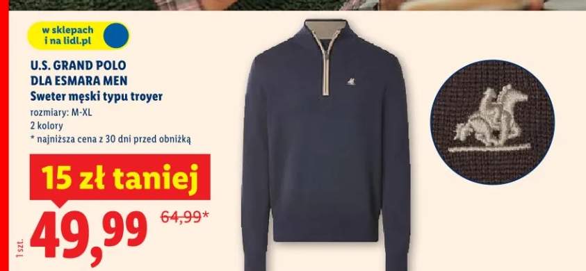 Sweter męski typu troyer