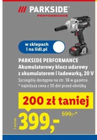 Akumulatorowy klucz udarowy z akumulatorem i ładowarką, 20 V