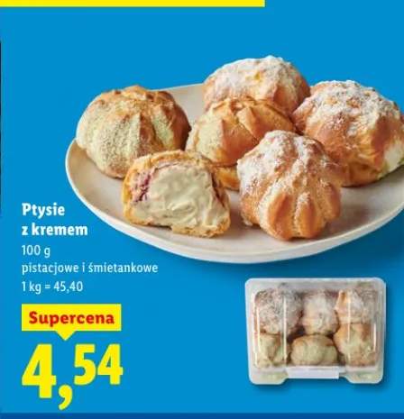 Ptysie z kremem pistacjowe i śmietankowe