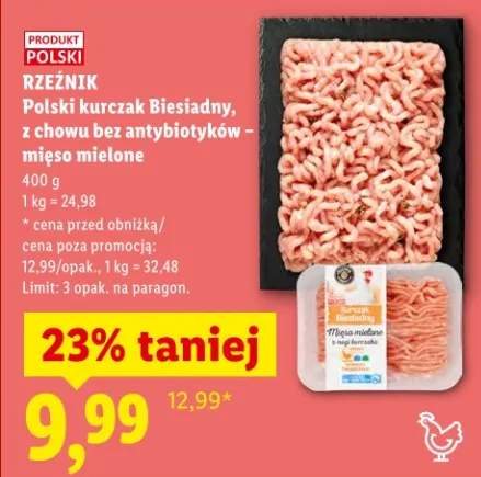 Polski kurczak Biesiadny, z chowu bez antybiotyków - mięso mielone