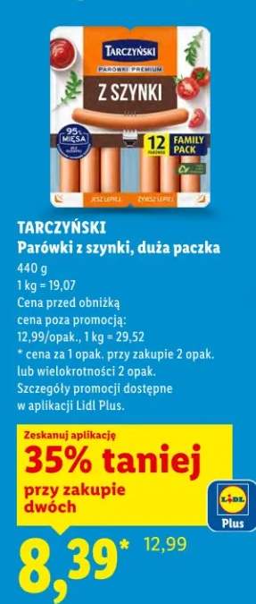 Parówki z szynki, duża paczka