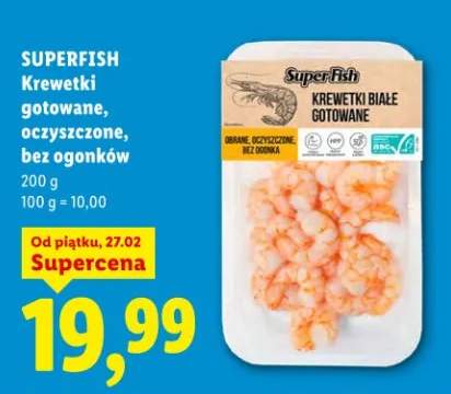 Krewetki gotowane, oczyszczone bez ogonków