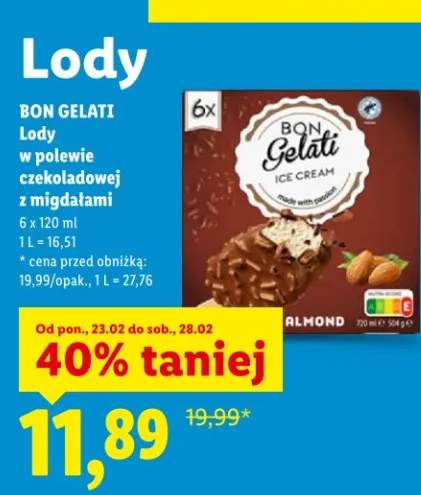 Lody w polewie czekoladowej z migdałami