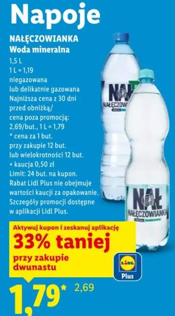 Woda mineralna Nałęczowianka niegazowana lub delikatnie gazowana