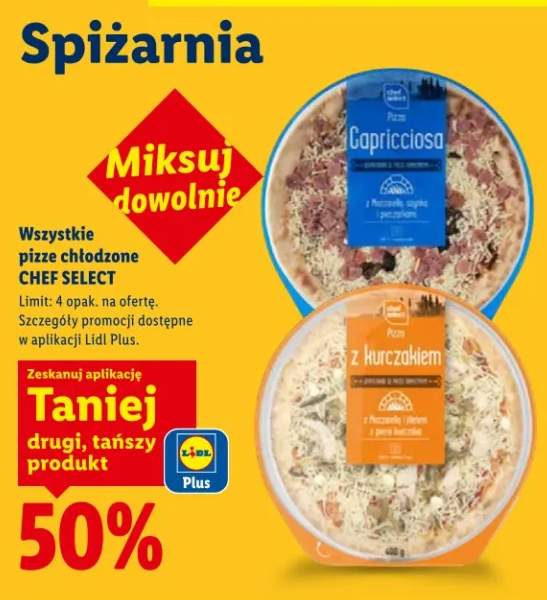 Pizza chłodzona Capricciosa lub z kurczakiem
