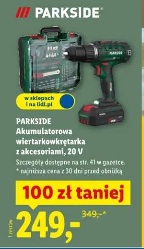 Akumulatorowa wiertarkowkrętarka z akcesoriami, 20 V