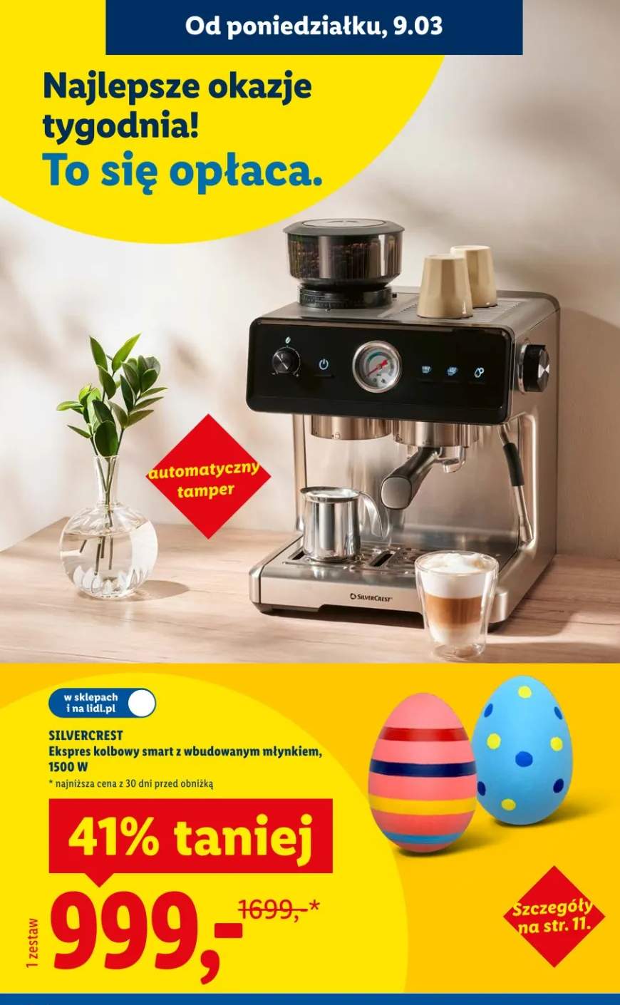 Ekspres kolbowy smart z wbudowanym młynkiem, 1500 W