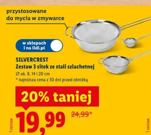 Zestaw 3 sitek ze stali szlachetnej