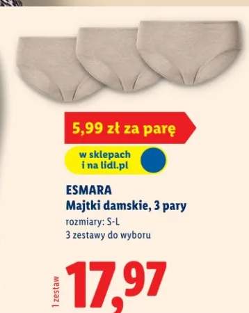 Majtki damskie, 3 pary