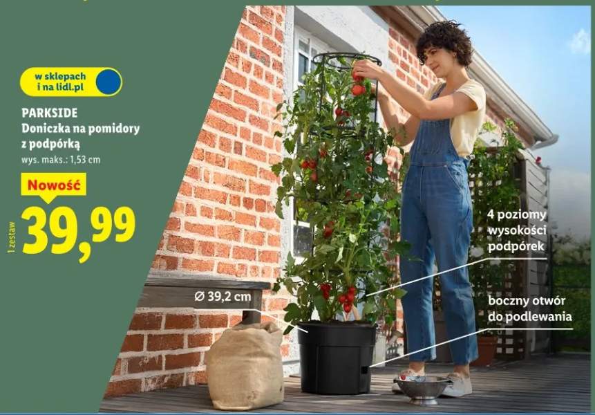 Doniczka na pomidory z podporką wys. maks.: 1,53cm