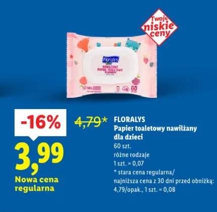 Papier toaletowy nawilżany dla dzieci, 60 szt.