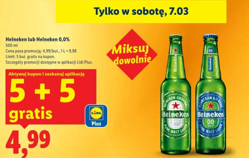 Piwo Heineken lub Heineken 0,0%