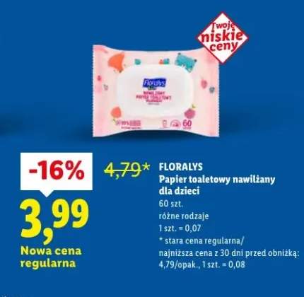 Papier toaletowy nawilżany dla dzieci 60 szt. różne rodzaje