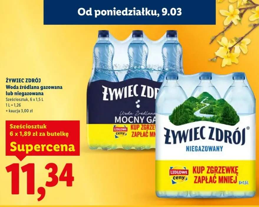 Woda źródlana gazowana 6x1,5l
