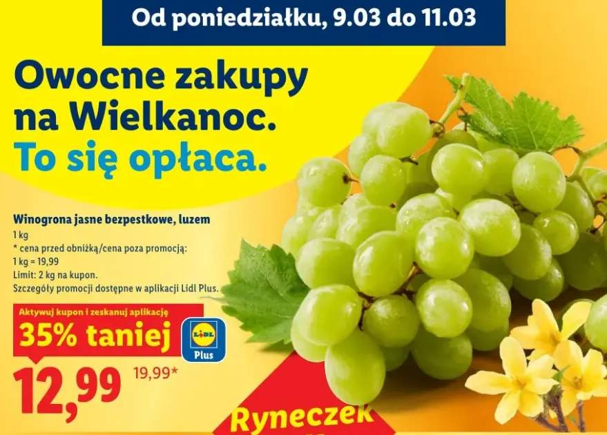 Winogrona jasne bezpestkowe, luzem