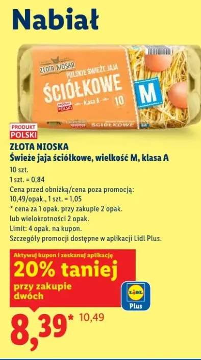 Jaja świeże ściółkowe, wielkość M, klasa A