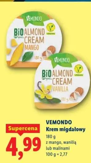 Krem migdałowy z mango, wanilią lub mango