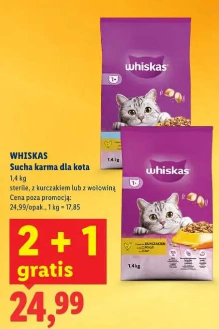 Sucha karma dla kota sterile, z kurczakiem lub z wołowiną