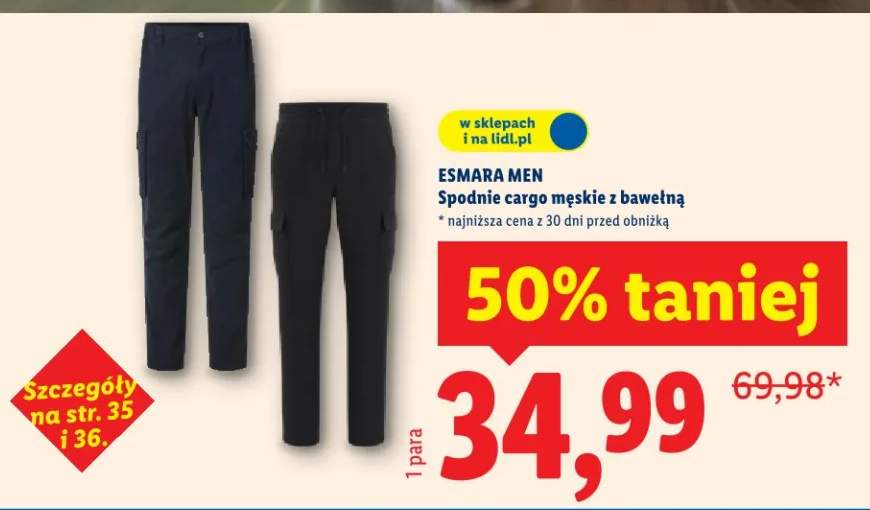 Spodnie cargo męskie z bawełną