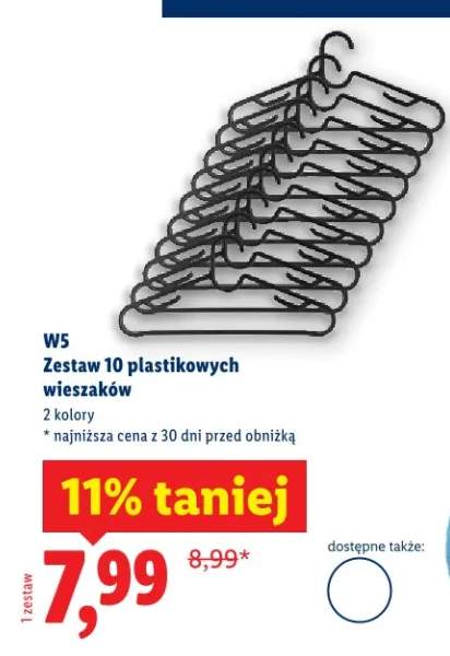 Zestaw 10 plastikowych wieszaków