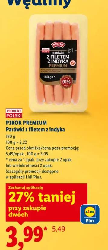 Parówki z filetem z indyka