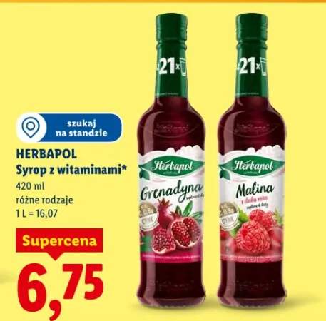 Syrop z witaminami grenadyna lub malina