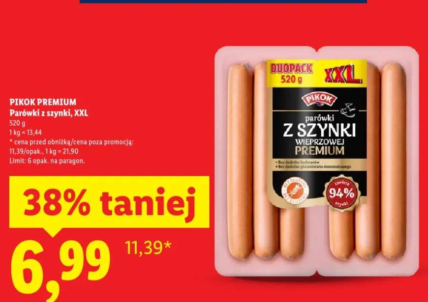 Parówki z szynki, XXL